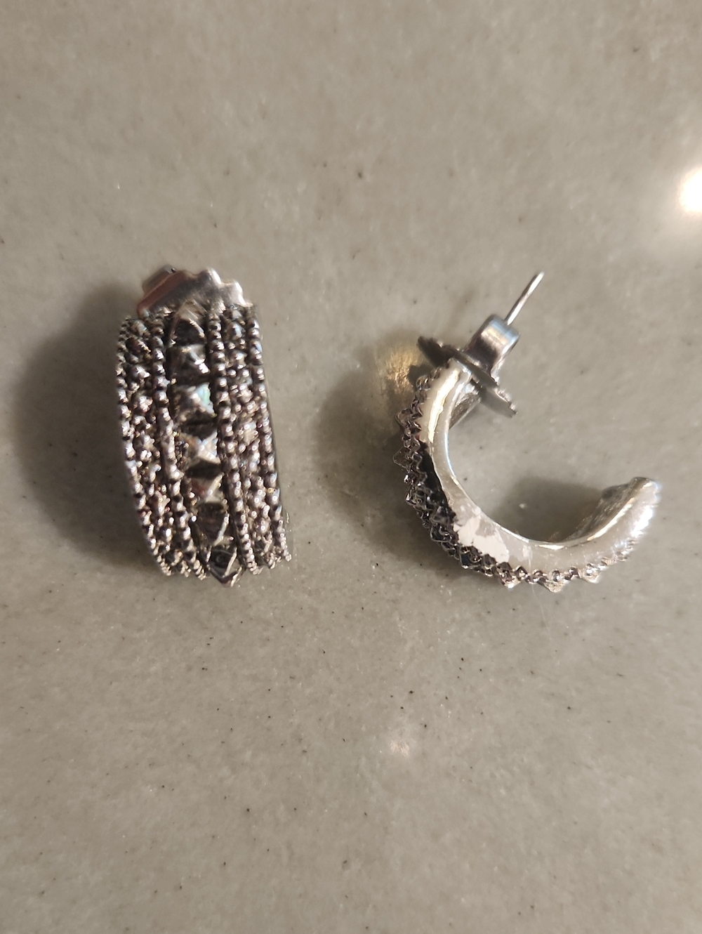 Silver Crystal Pavé Hoop Earrings - Elegant Women's Jewelry